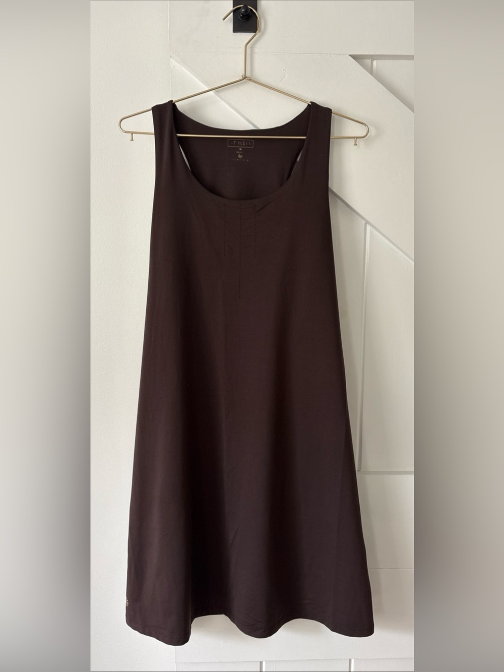 Athleta Womens Activewear Tank Top Dress Medium Built In Bra Sporty Casual Brown